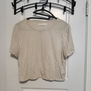 Off white cream cropped tee